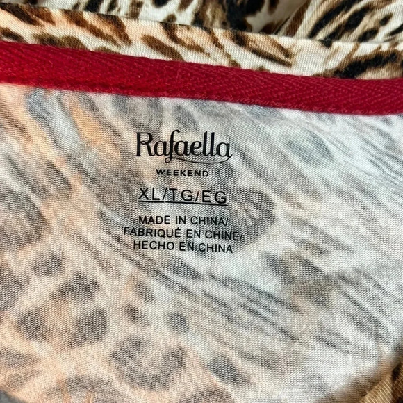 Rafaella Animal Print Top XL Studded Leopard Cheetah Long Sleeves Neutral Colors - Picture 7 of 7